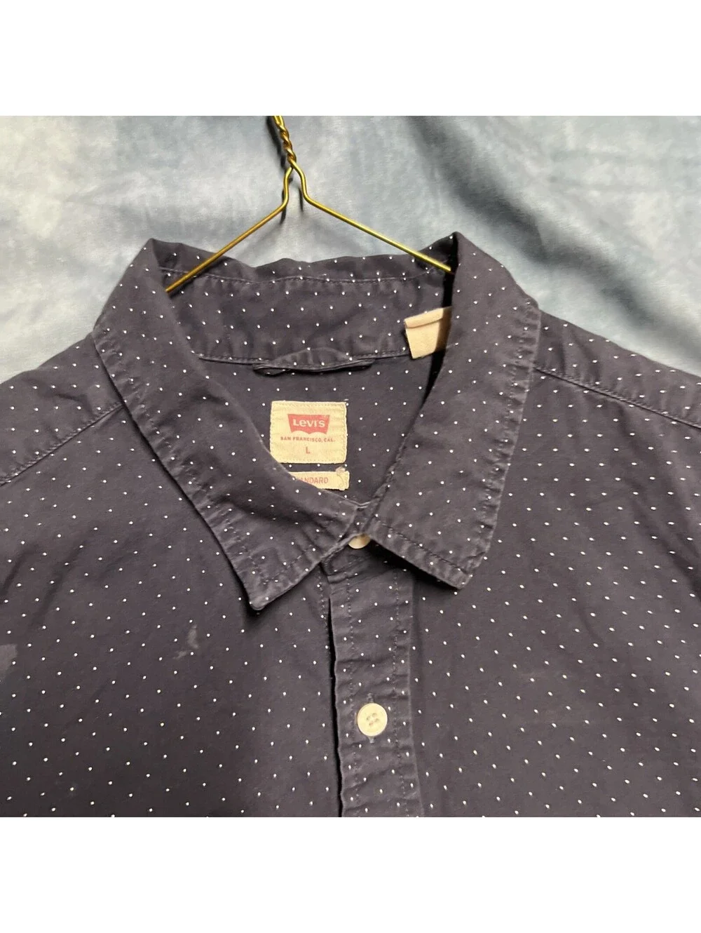 Levi’s Blue Tiny Dot Shirt Long Sleeve L  - 1208-2G